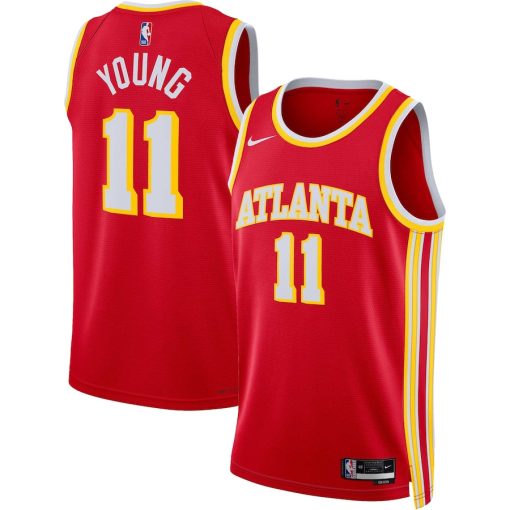 Nike Atlanta Hawks #11 Trae Young Unisex Swingman Jersey - Icon Edition - Red - Image 2