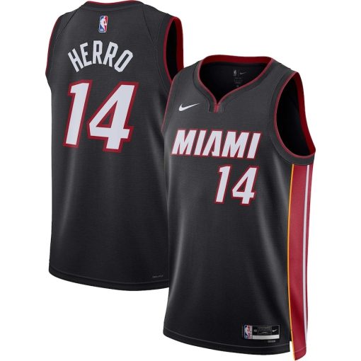 Nike Miami Heat #14 Tyler Herro Unisex Swingman Jersey - Icon Edition - Black - Image 3