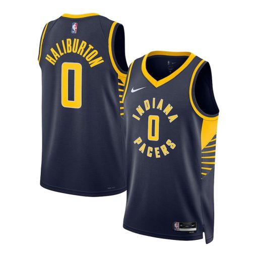 Nike Indiana Pacers #0 Tyrese Haliburton Unisex Swingman Jersey - Icon Edition - Navy - Image 3