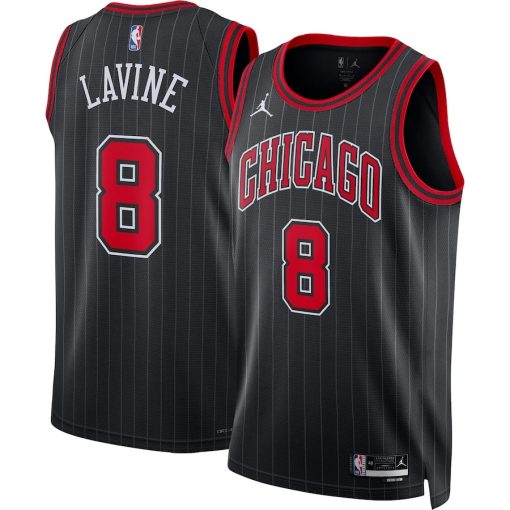 Jordan Chicago Bulls #8 Zach LaVine Unisex Swingman Jersey - Statement Edition - Black - Image 3