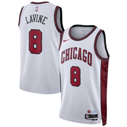 Nike Chicago Bulls #8 Zach LaVine Unisex 2022/23 Swingman Jersey - City Edition - White - Image 3