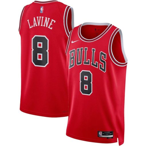 Nike Chicago Bulls #8 Zach LaVine Unisex Swingman Jersey - Icon Edition - Red - Image 3