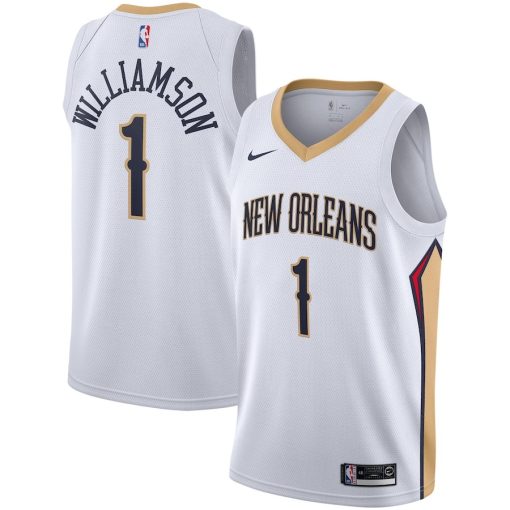 Nike New Orleans Pelicans #1 Zion Williamson 2019/2020 Swingman Jersey - Association Edition - White - Image 3