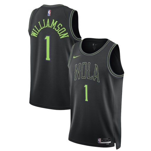 Nike New Orleans Pelicans #1 Zion Williamson Unisex 2023/24 Swingman Jersey - Black - City Edition - Image 3